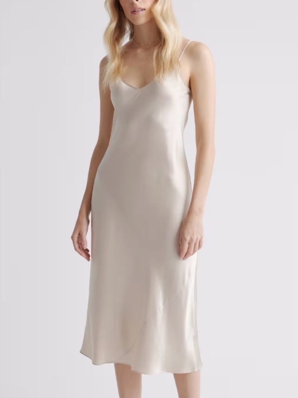 NWT Quince Washable Silk Slip Dress Champagne Cream XL